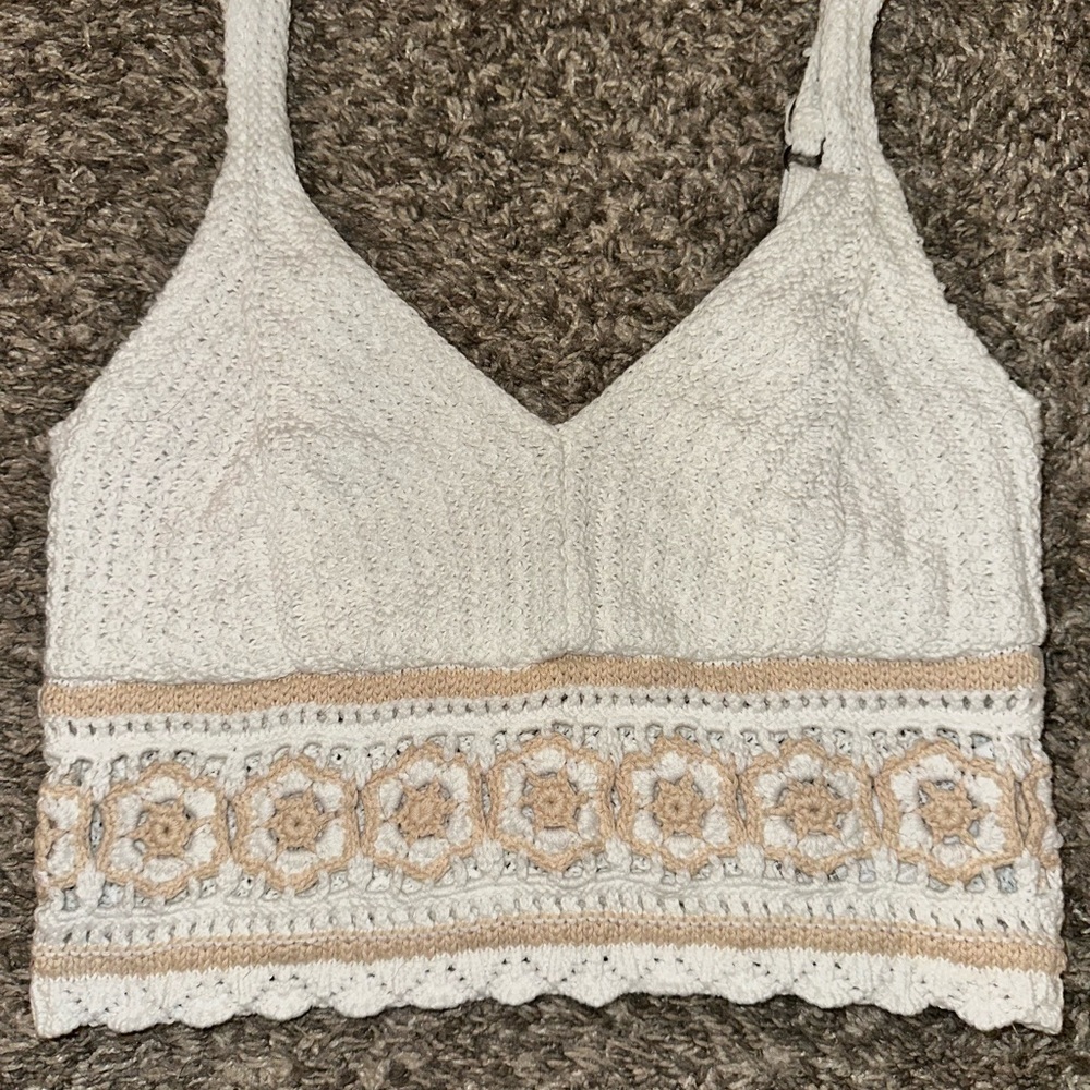 Hollister Crochet Knit Top in Cream